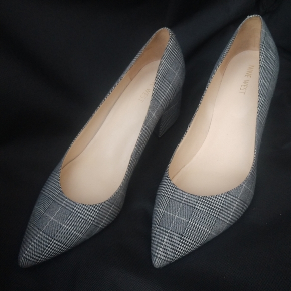 Nine West Grey Houndstooth Block Heel 10 - Picture 4 of 6